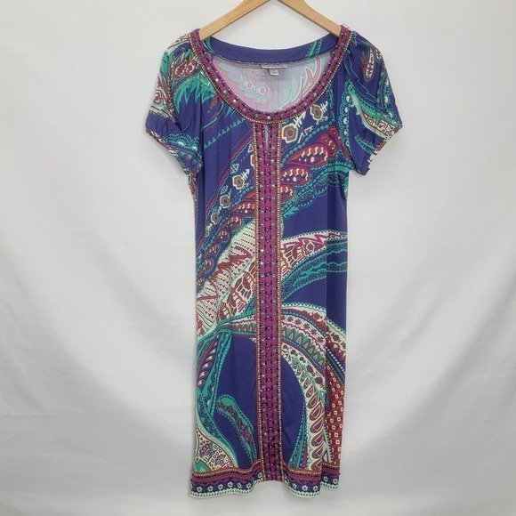 Dressbarn Multi Color Short sleeve Sheath Knee length dress - Picture 2 of 15